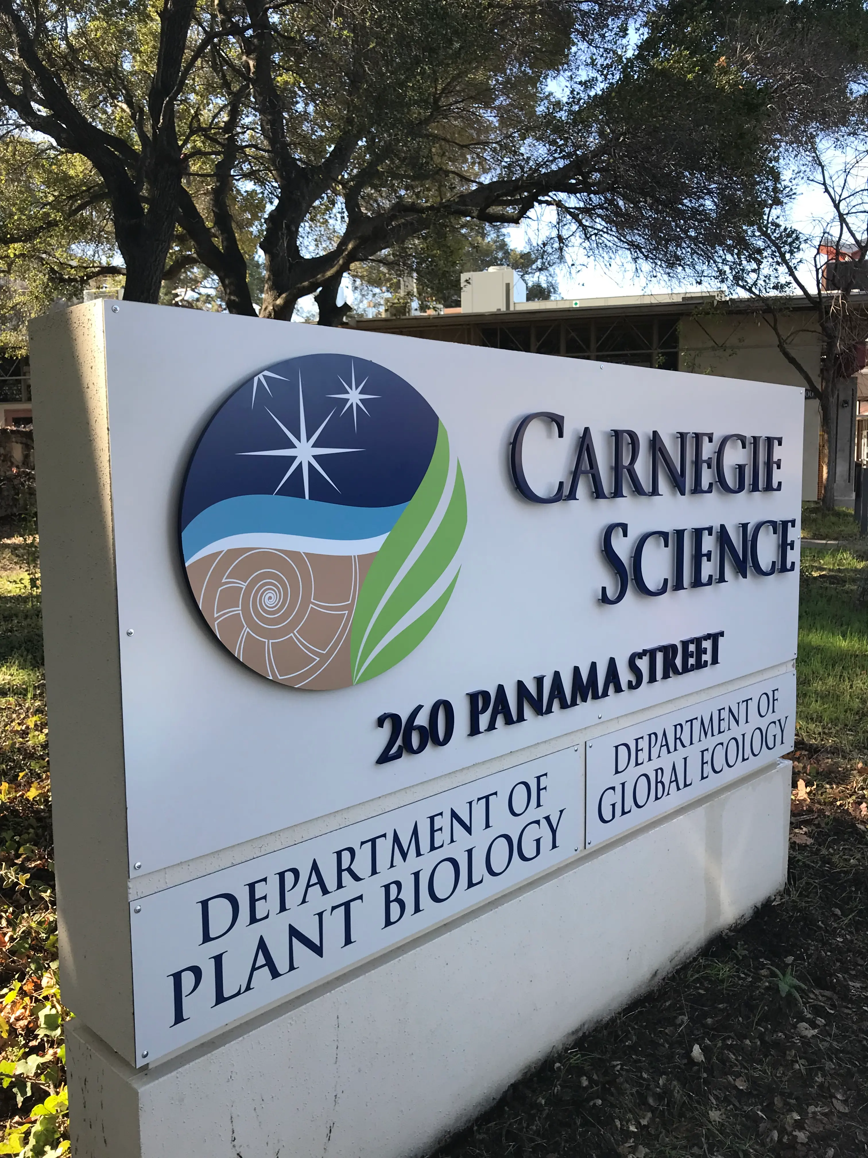 Carnegie Science monument sign with dimensional letters