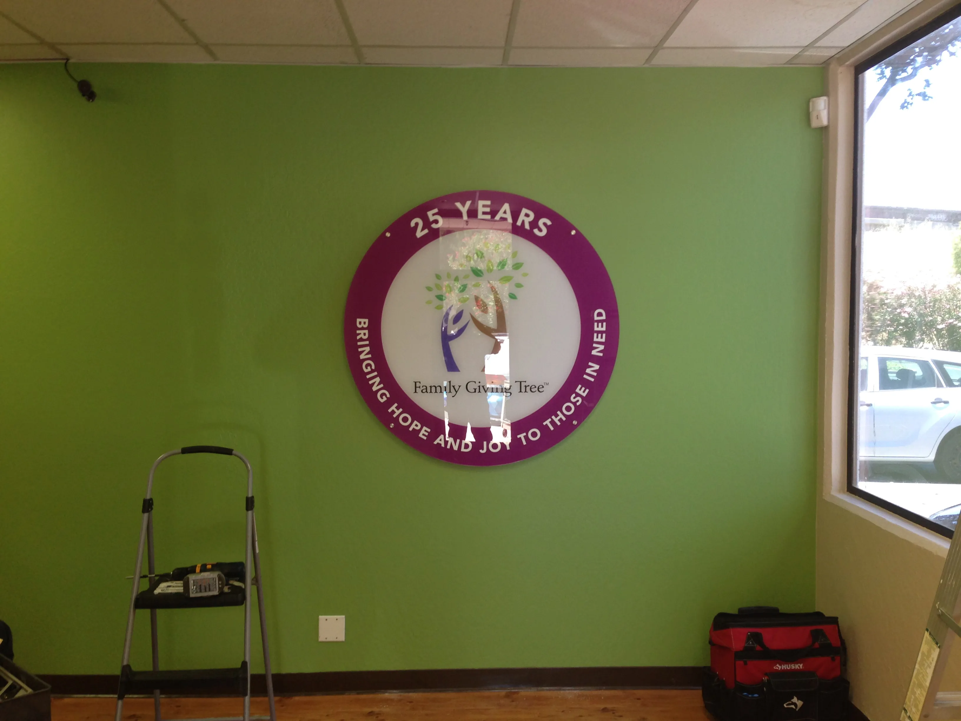 Acrylic panel lobby sign with printed logo — Clear Line Signs Silicon Valley
