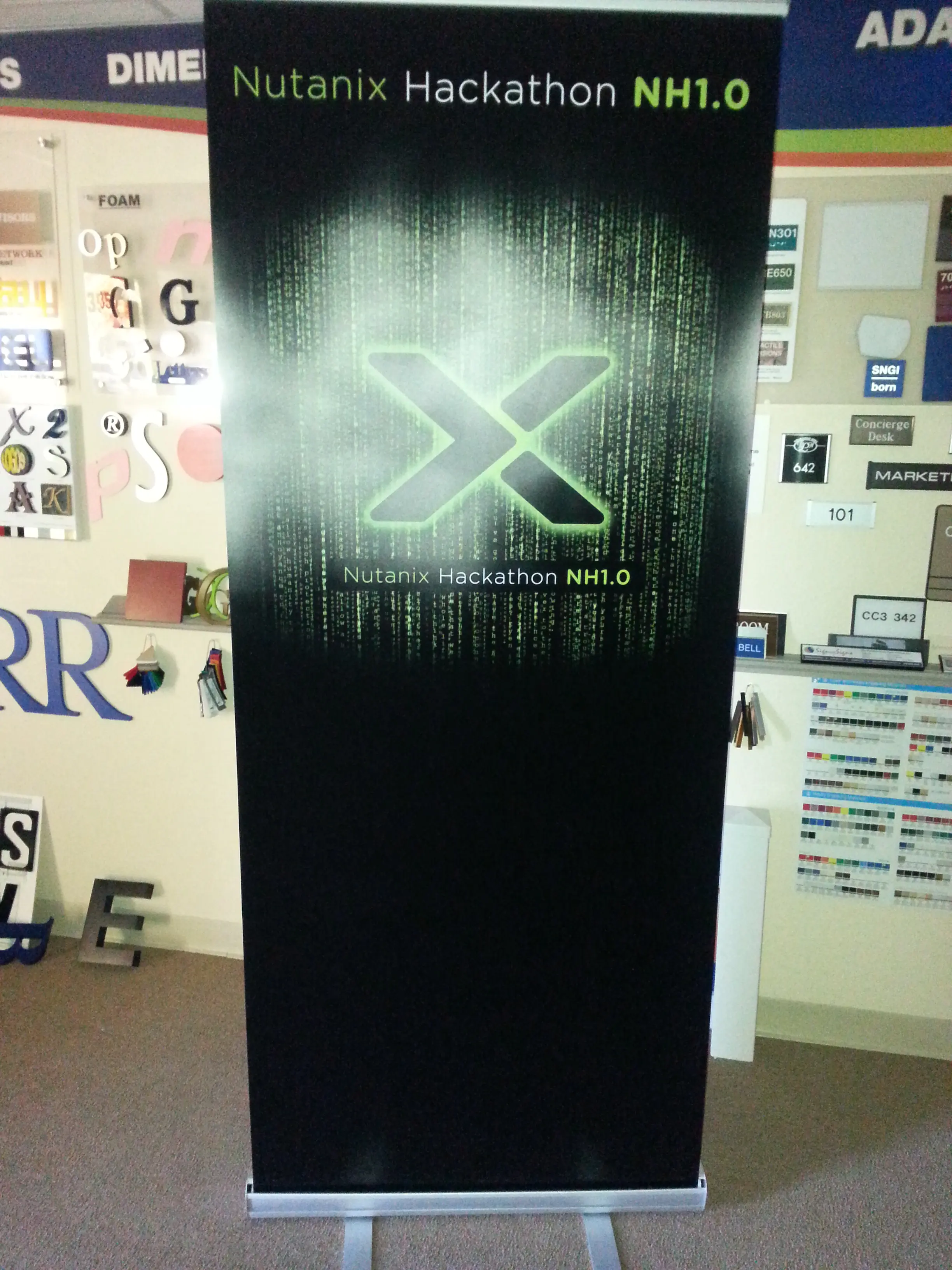 Retractable banner stand for a tech company event — Nutanix Hackathon