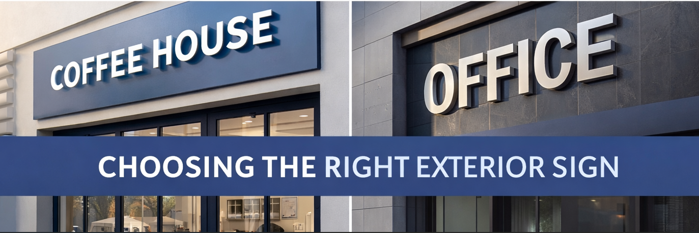 Exterior business signage designed for visibility, durability, and brand recognition