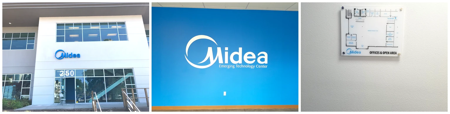 Facility Signage for Midea's Emerging Technology Center — Exterior, Interior & Wayfinding