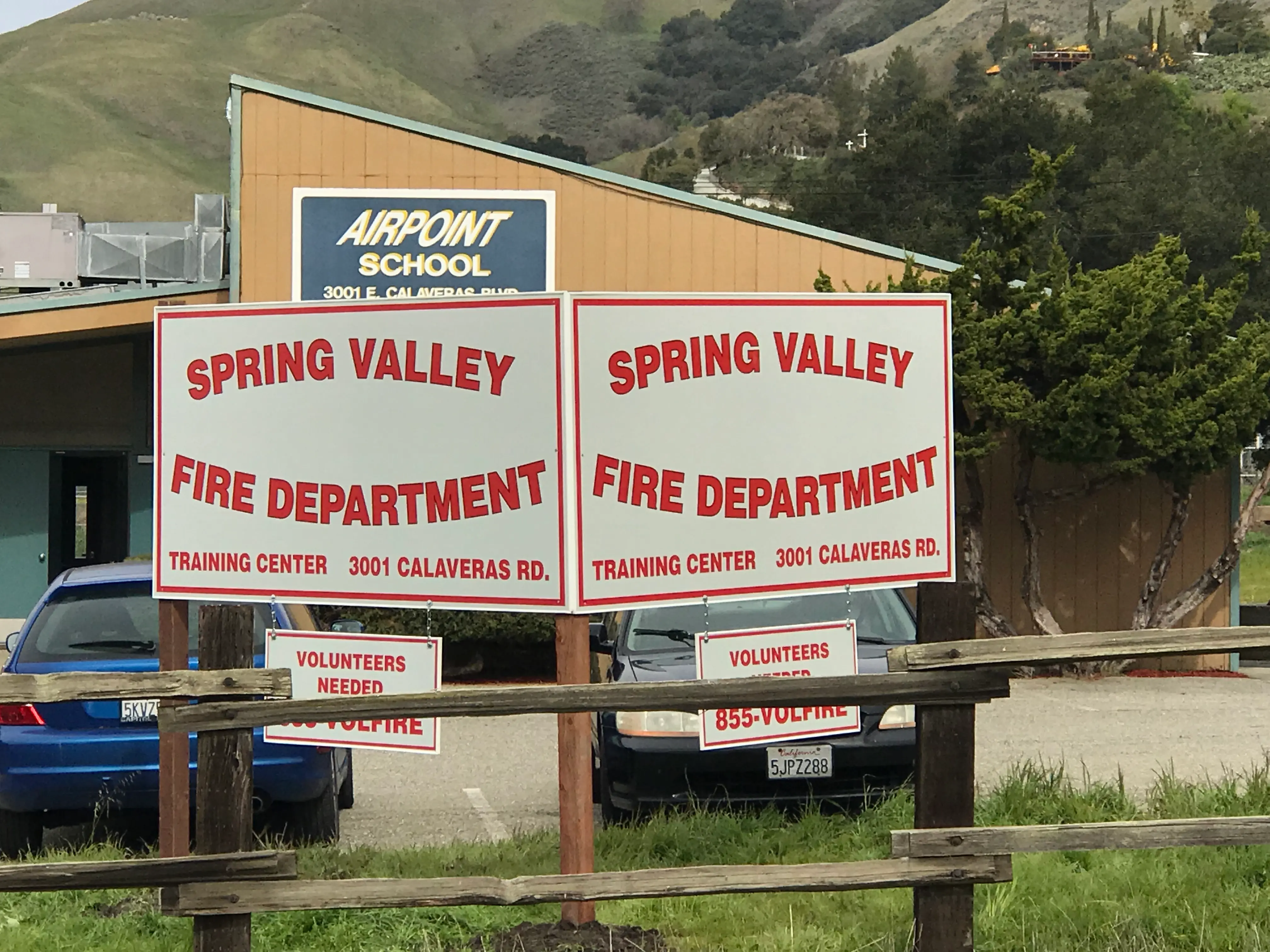 Spring Valley Fire Department double-sided reflective post and panel sign — Clear Line Signs Milpitas