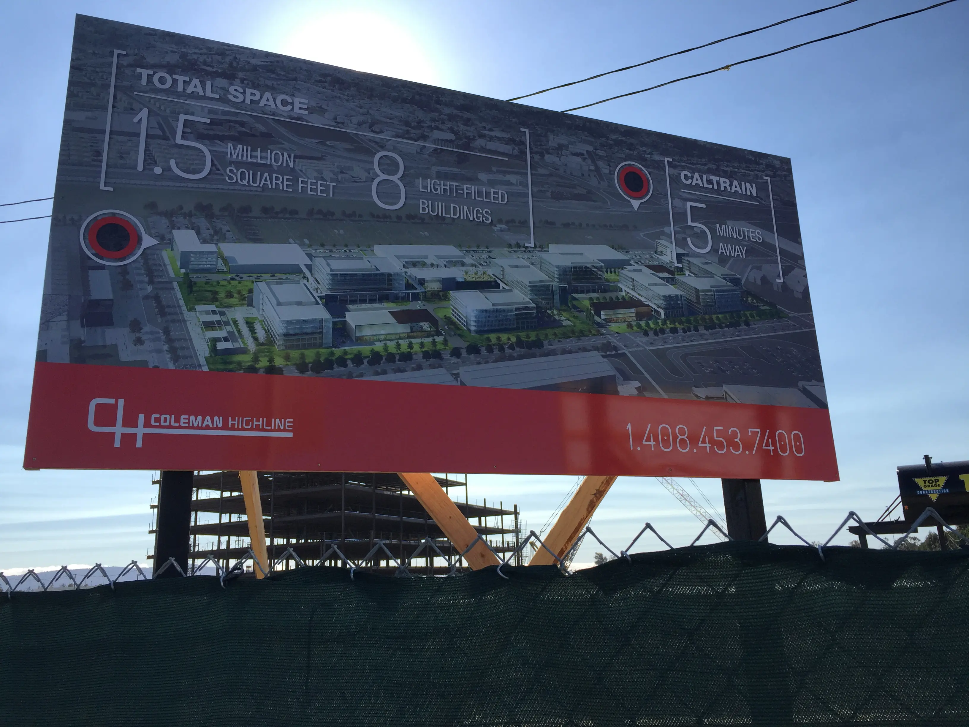 Coleman Highline development rendering construction billboard San Jose — Clear Line Signs