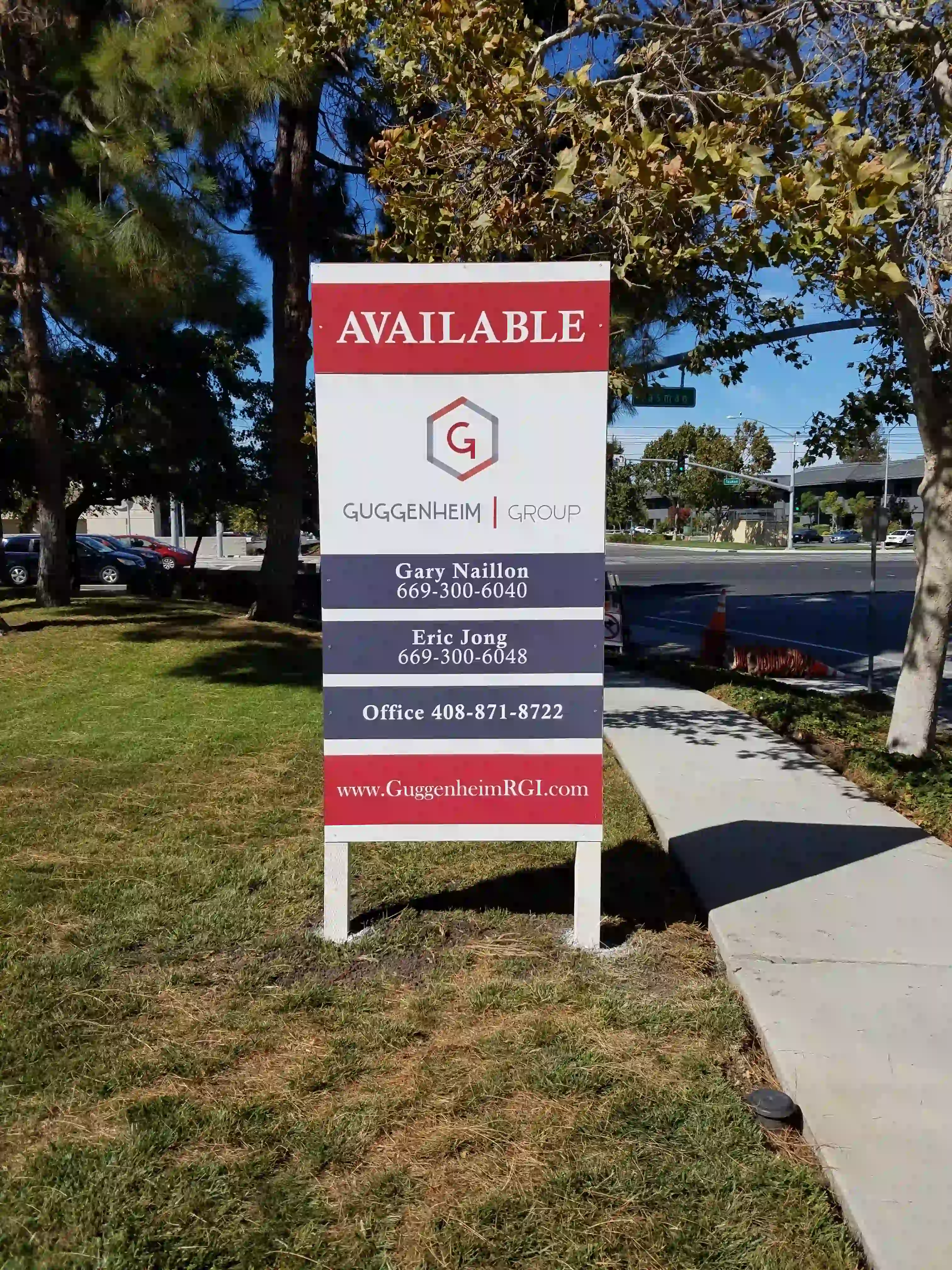 Guggenheim Group commercial real estate available post and panel sign — Clear Line Signs Silicon Valley