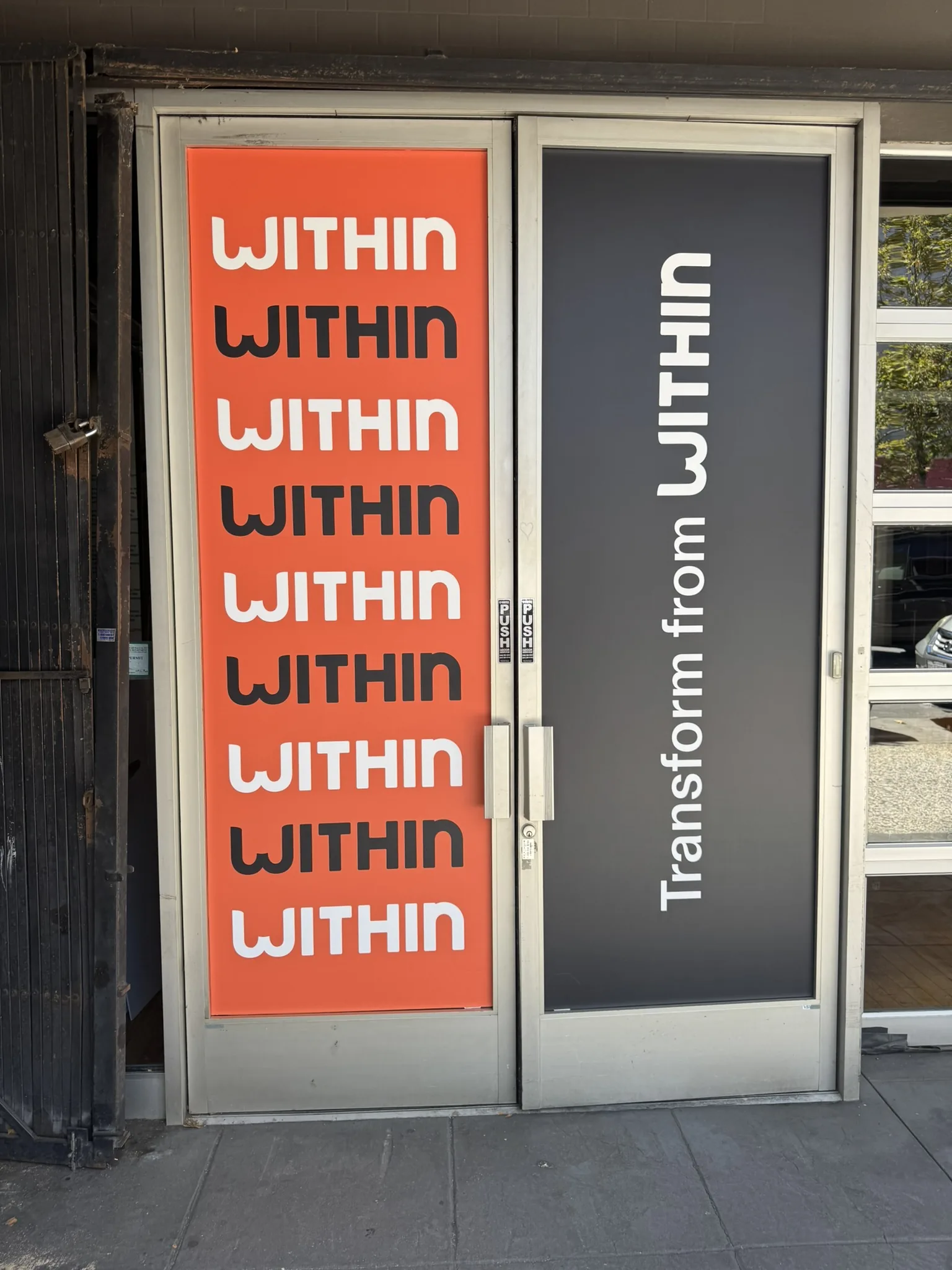 Entry door vinyl graphics wrap
